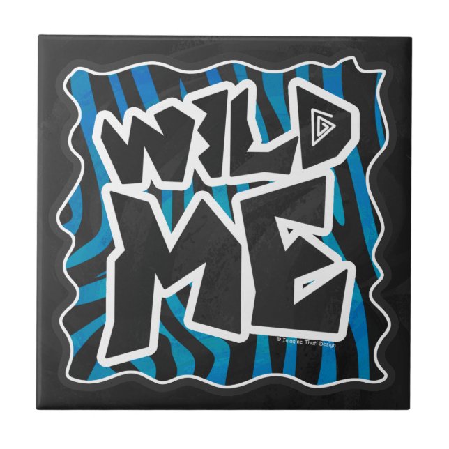 Vild Me Zebra Black och Blue Kakelplatta (Framsidan)