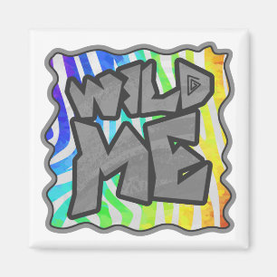 Vild Me Zebra Rainbow and White Print Magnet