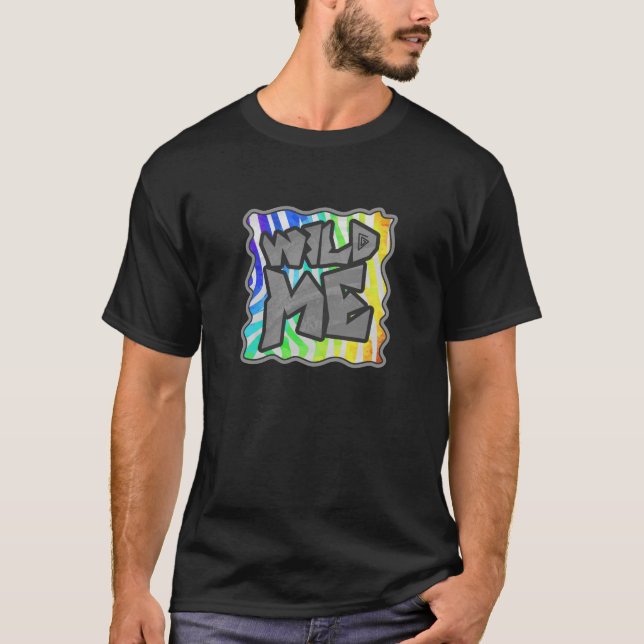 Vild Me Zebra Rainbow and White Print T Shirt (Framsida)