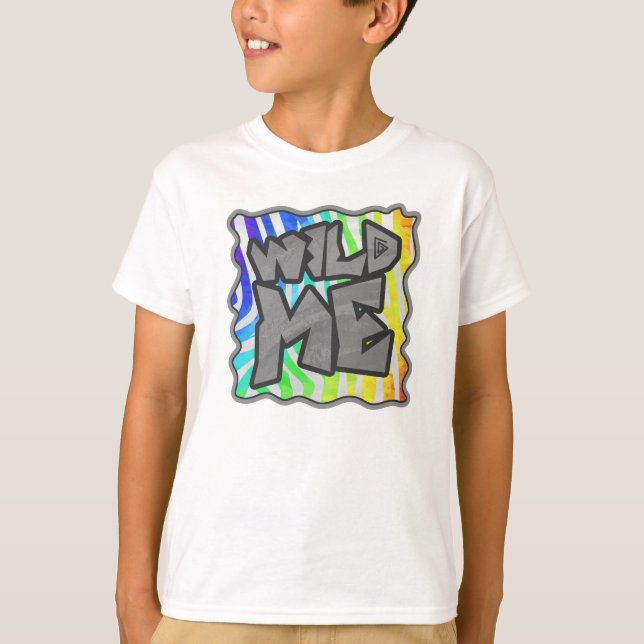 Vild Me Zebra Rainbow and White Print Tee (Framsida)