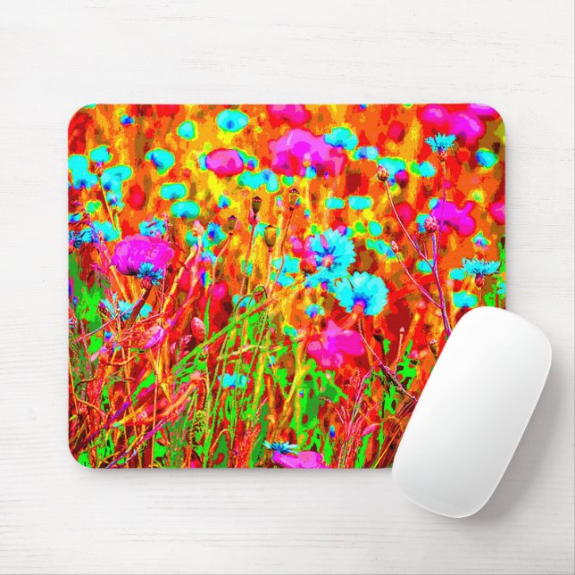 Vild Meadow Blommar in Pop Art Stil Musmatta (Med mus)