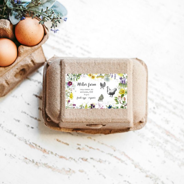 Vild Meadow Blommigt Rustic Script Egg Carton-etik Fraktsedel (Skapare uppladdad)