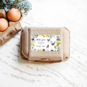 Vild Meadow Blommigt Rustic Script Egg Carton-etik Fraktsedel
