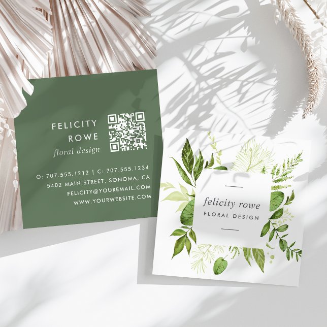 Vild Meadow | Botaniskt Ram QR-nummer Fyrkantigt Visitkort (Skapare uppladdad)
