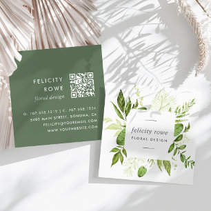 Vild Meadow Botaniskt Ram QR-nummer Fyrkantigt Visitkort