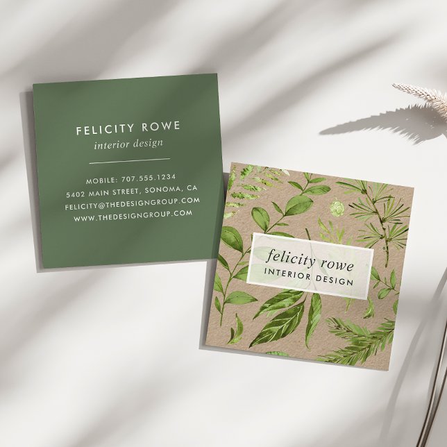 Vild Meadow | Botaniskt tryckt kraft Fyrkantigt Visitkort (Skapare uppladdad)