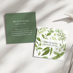 Vild Meadow Botaniskt utskrift Fyrkantigt Visitkort