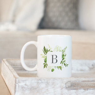 Vild Meadow Grönt Botanical Monogram Kaffemugg