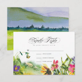 Vild Meadow Sunblommourkort Bröllop OSA Card Inbjudningar