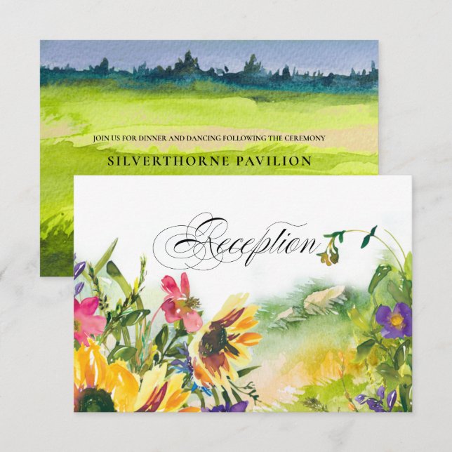 Vild Meadow Sunrows bröllopskort Inbjudningar (Fram/baksida)