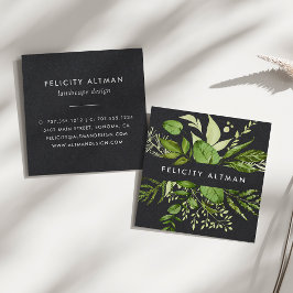 Vild Meadow | Svart botaniskt Fyrkantigt Visitkort