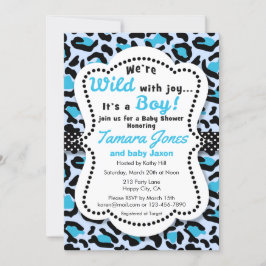 Vild med Joy Blue Boy Baby Shower-inbjudan Inbjudningar