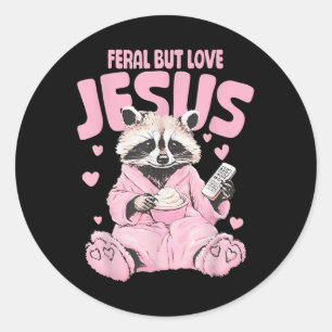 Vild men älskar Jesus kristen Alla hjärtans dag Ra Runt Klistermärke