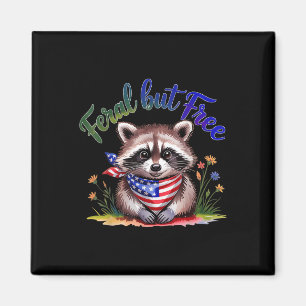 Vild Men Fri Rolig Tvättbjörn 4:e Juli Dam T-Shirt Magnet