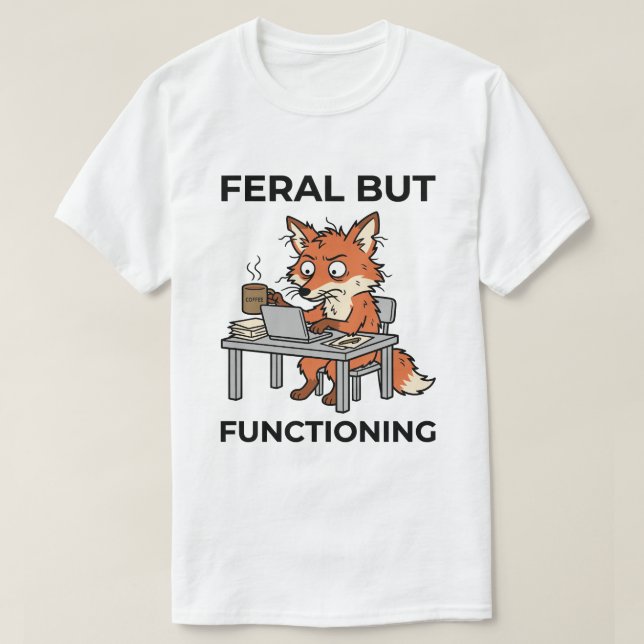Vild men fungerande rolig räv-kontor t shirt (Design framsida)