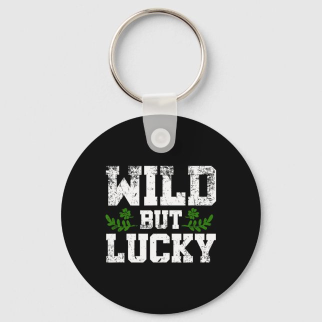 Vild men Lycklig St Patricks Day Slogan Design Des Nyckelring (Framsida)