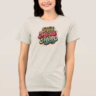 Vild Mess Mamma Retro Vintage Typografi Rolig Mamm T Shirt