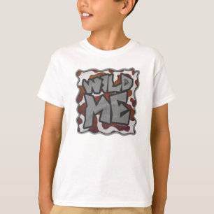 Vild mig Blå brun och vit utskrift T Shirt