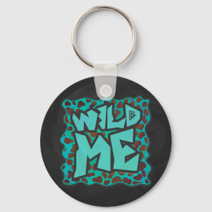 Vild mig Dalmatian Brown och Teal Design Nyckelring