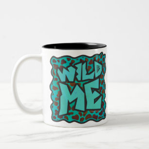 Vild mig Dalmatian Brown och Teal Design Två-Tonad Mugg