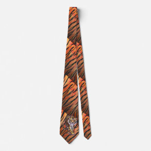 Vild mig tiger hoad orange och svart tryck slips