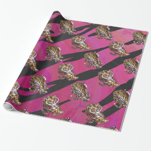 Vild mig tigersvart och rosor presentpapper