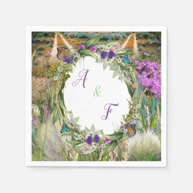 Vild Miljövänliga gräs och Vår blommor Pappersservett (Framsidan)