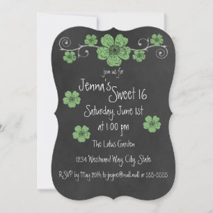 Vild Mint Grönt Ro Chalkboard Party Inbjudningar