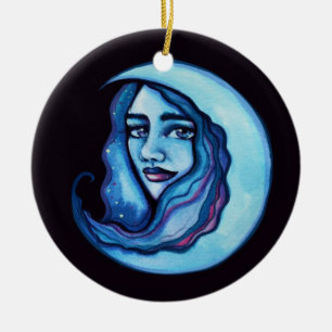 Vild MoonChild Goddes Måne Child Witch Julgransprydnad Keramik