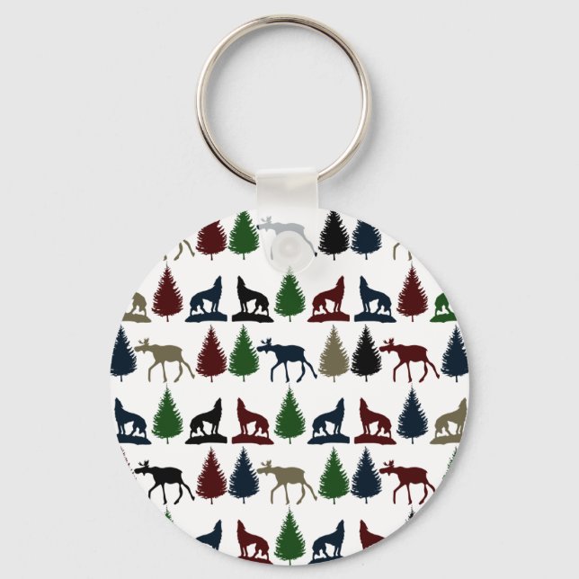 Vild Moose Varg Wilderness Mountain Cabin Rustic Nyckelring (Framsida)