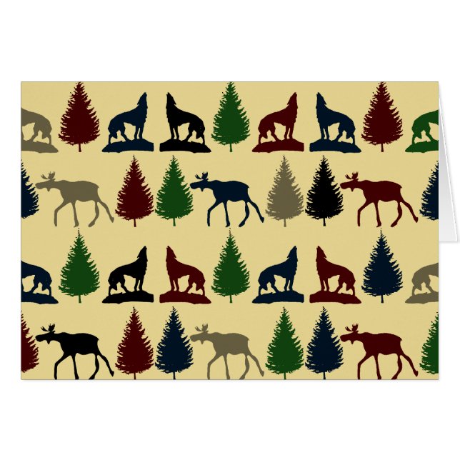 Vild Moose Varg Wilderness Mountain Cabin Rustic OBS Kort (Framsidan Horizontal)