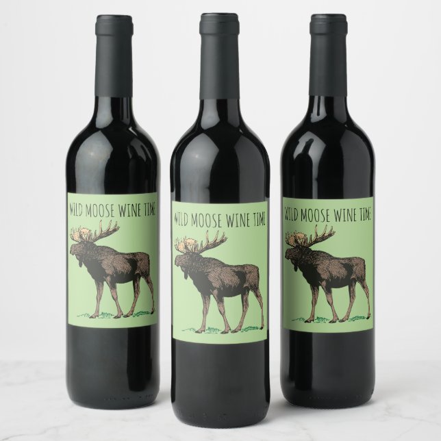 Vild Moose Vin Time Vin-etiketter Vinflaska Etikett (Flaskor)