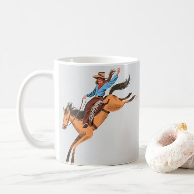 Vild morgonritt – Whimsical Cowboy Kaffe kopp (Med munk)