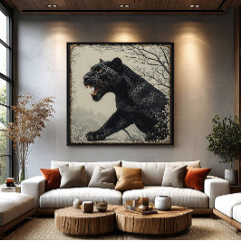 Vild Mörk Fantasy-Panther Poster