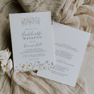 Vild Multifärgad Blommigt Bachelorette Helg Inbjudningar