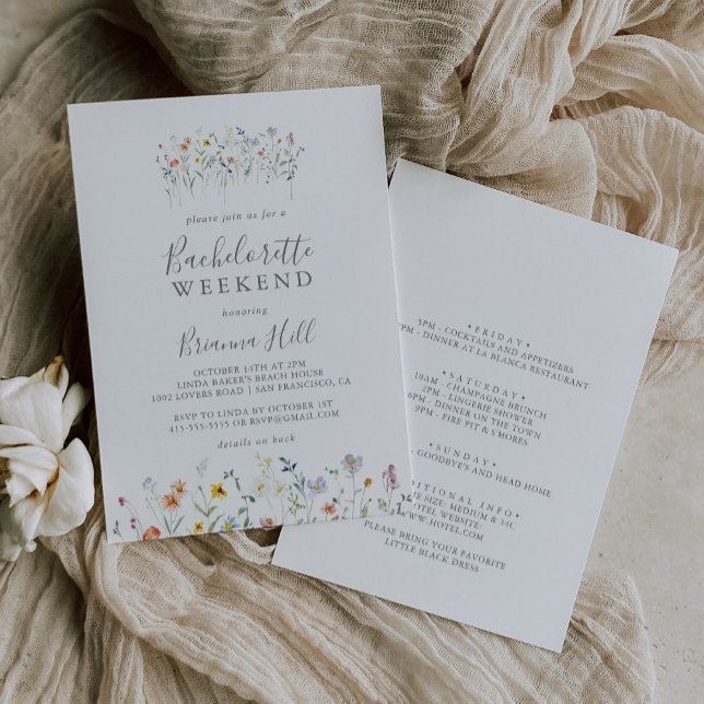 Vild Multifärgad Blommigt Bachelorette Helg Inbjudningar (Skapare uppladdad)