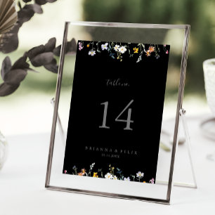 Vild Multifärgad Blommigt Black Bröllop Bordsnummer
