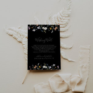 Vild Multifärgad Blommigt Black Bröllop Wishing-br Tilläggskort