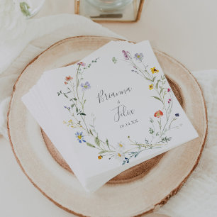 Vild Multifärgad Blommigt Bröllop Napkin Pappersservett