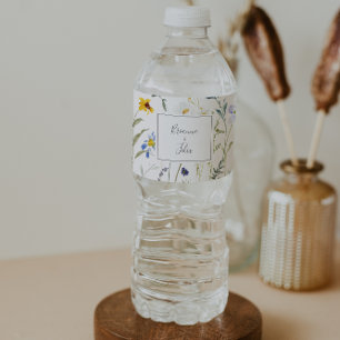 Vild Multifärgad Blommigt Bröllop Vattenflaska-eti Vattenflaskor Etikett