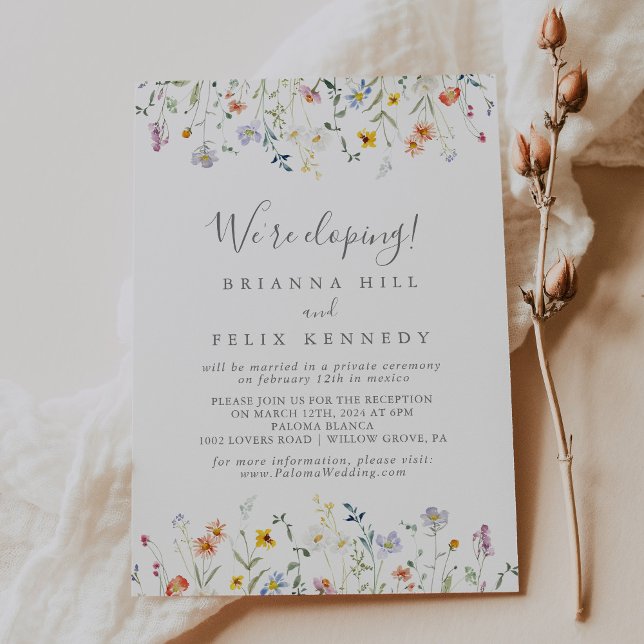 Vild Multifärgad Blommigt Elopement Reception Inbjudningar (Skapare uppladdad)