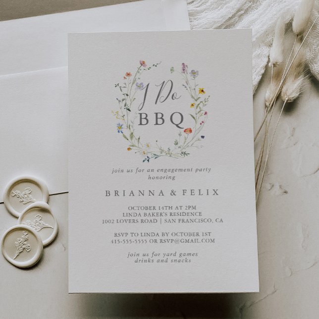 Vild Multifärgad Blommigt I Do BBQ Förlovningsfest Inbjudningar (Skapare uppladdad)