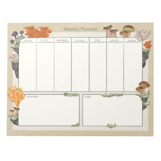 Vild Mushroom Medley Weekly Planner 8,5" x11" 50 p Anteckningsblock