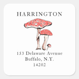 Vild Mushrum Cottagecore Forest Hand Drawn Fyrkantigt Klistermärke