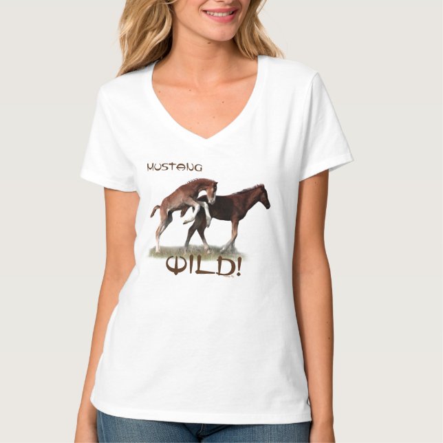 Vild Mustang Foals T-shirt  (Framsida)