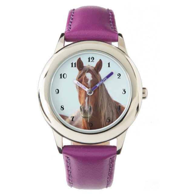 Vild Mustang Horse Girls Armbandsur (Framsida)
