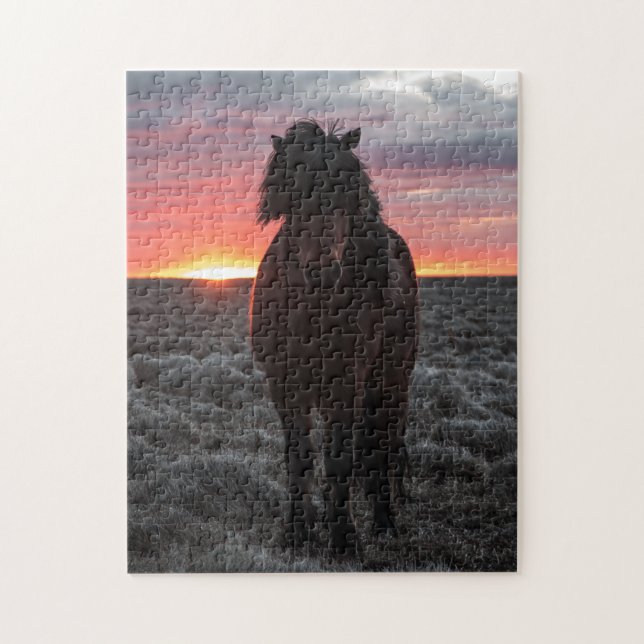 Vild Mustang Horse in Sunset Pussel (Vertikal)