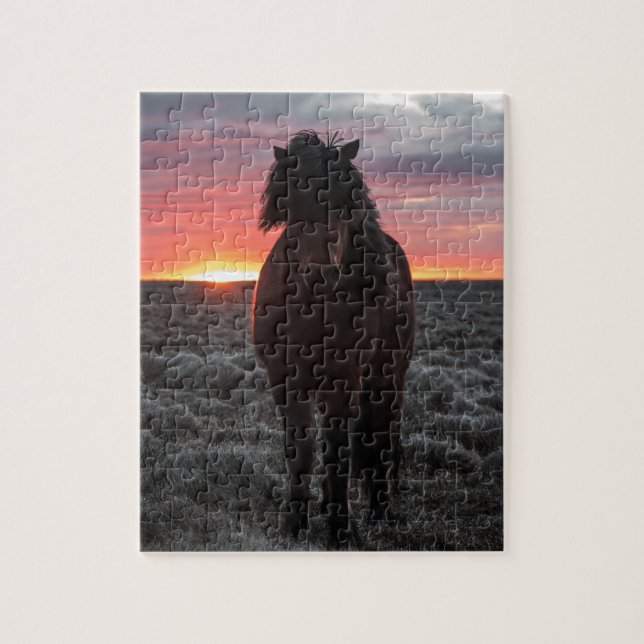 Vild Mustang Horse in Sunset Pussel (Vertikal)
