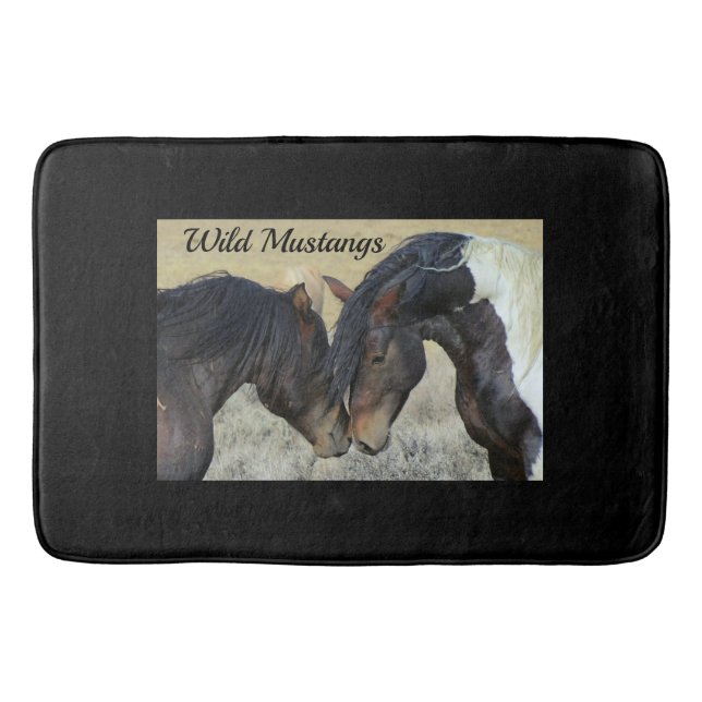 Vild Mustang Horses Bath Mat Bathroom-tillbehör Badrumsmatta (Framsidan)