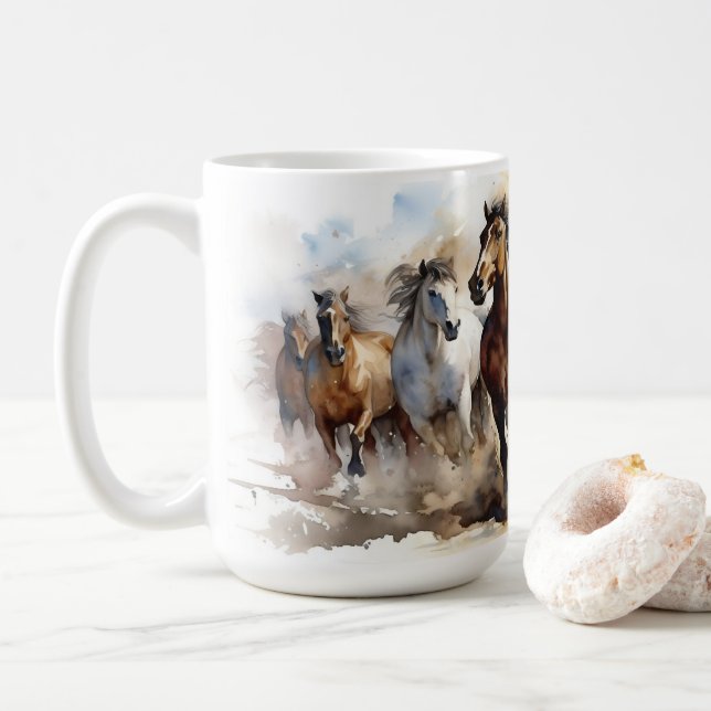 Vild Mustang Horses Equestrian Vilda western Kaffemugg (Med munk)